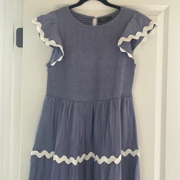 ZESICA Women's Summer Flutter Short Sleeve Smocked Maxi Dress - Picture 6 of 13